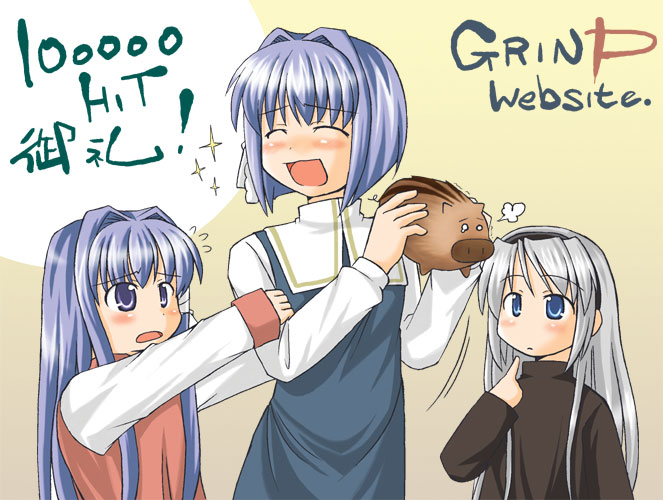 fujibayashi kyou, sakagami tomoyo, fujibayashi ryou, and botan (clannad)