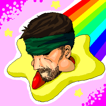 kirby and solid snake (kirby and 3 more) drawn by drawfag