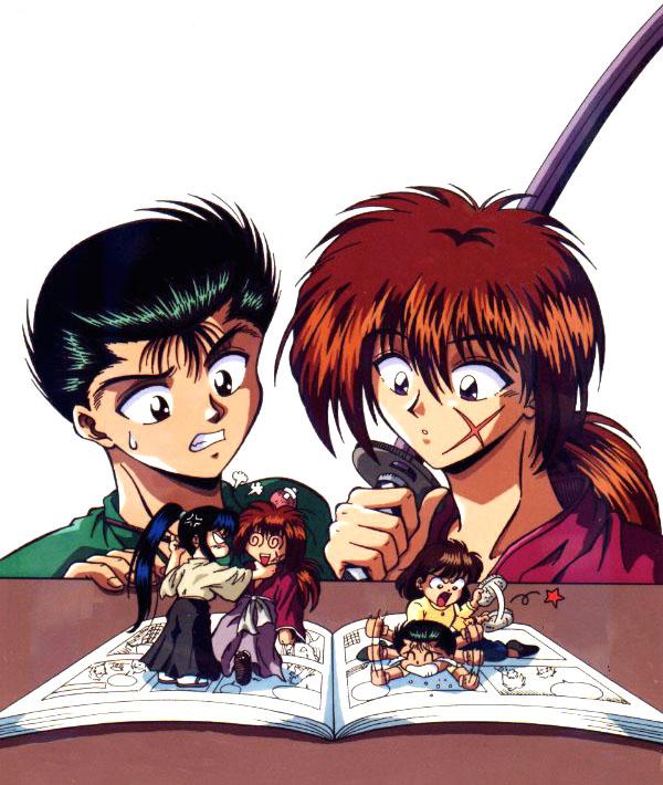 himura kenshin, kamiya kaoru, urameshi yusuke, and yukimura keiko (yu yu hakusho and 1 more)