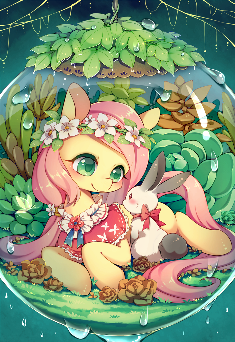 fluttershy (my little pony and 1 more) drawn by mo_huai_mao