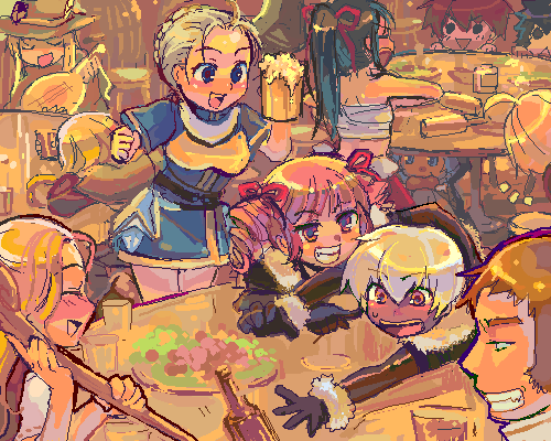 curse maker, bushidou, curse maker 2, paladin, medic, and 16 more (sekaiju no meikyuu and 1 more) drawn by ame_yamori