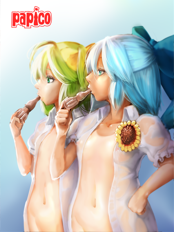 cirno, daiyousei, and tanned cirno (touhou and 1 more) drawn by axe_r18