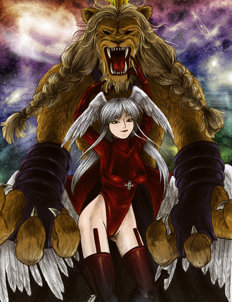ultima and hashmal (final fantasy and 1 more) drawn by yoshisaki_(mlover)