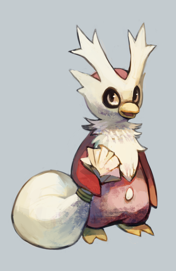 delibird (pokemon and 1 more) drawn by glitchedpuppet
