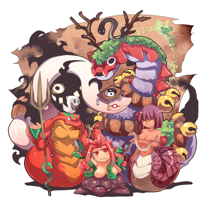 isis, evil snake lord, medusa, boitata, naga, and 1 more (ragnarok online) drawn by emon-yu