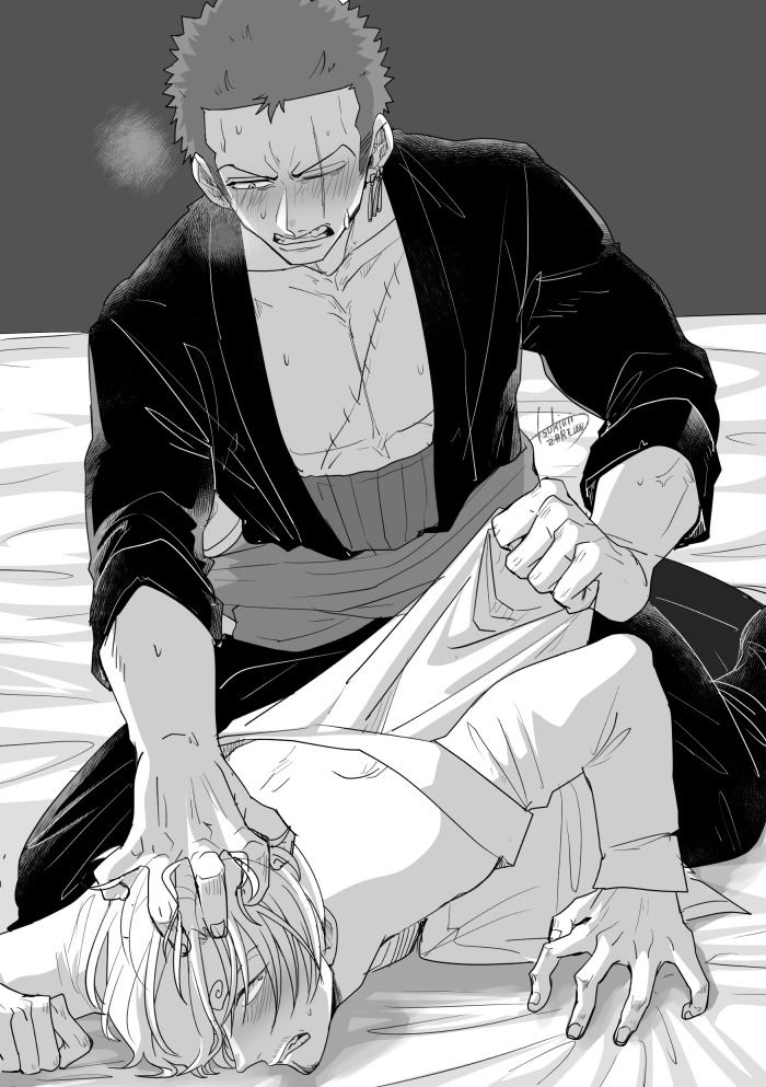 roronoa zoro and sanji (one piece) drawn by tsukimizake000