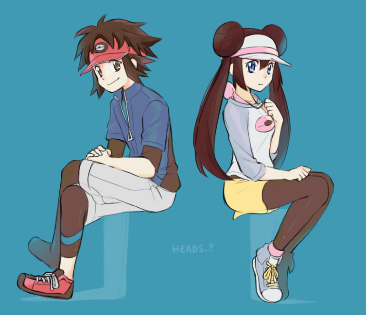 rosa and nate (pokemon and 1 more) drawn by luo-qin
