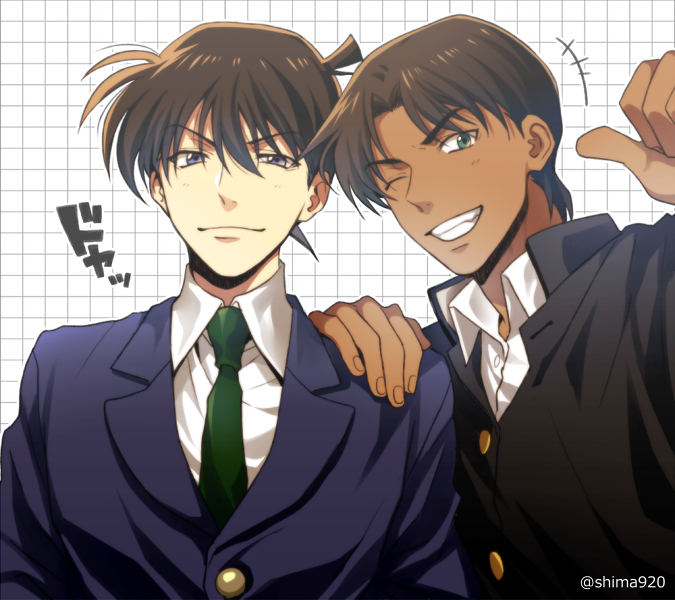 kudou shin'ichi and hattori heiji (meitantei conan) drawn by mashima_shima