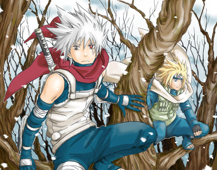 hatake kakashi and namikaze minato (naruto) drawn by musasabi_shirou