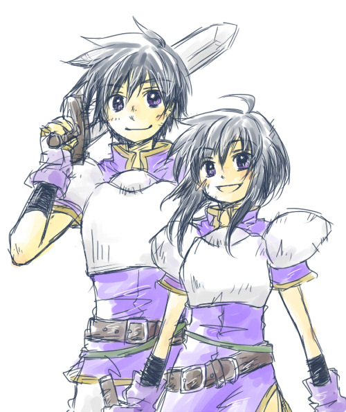 larcei and scathach (fire emblem and 1 more) drawn by mityo