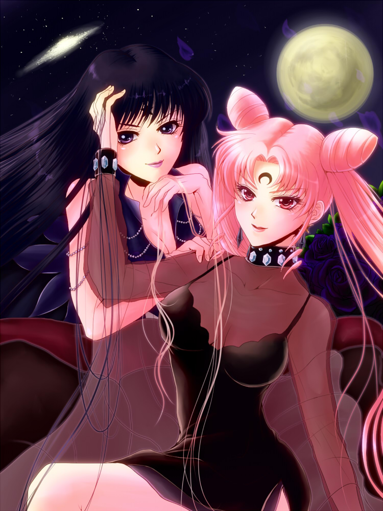 chibi usa, tomoe hotaru, black lady, and mistress 9 (bishoujo senshi sailor moon and 2 more) drawn by chona