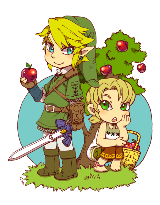 link and ilia (the legend of zelda and 1 more) drawn by rito_(kinokosoup)