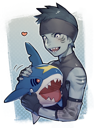 sharpedo and hoshigaki kisame (pokemon and 1 more) drawn by zoo_(oukakumaku)