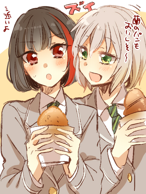 mitake ran and aoba moca (bang dream!) drawn by zawameki