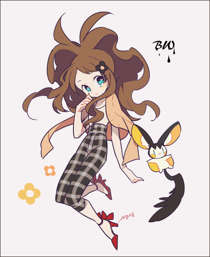 hilda and emolga (pokemon and 1 more) drawn by auko