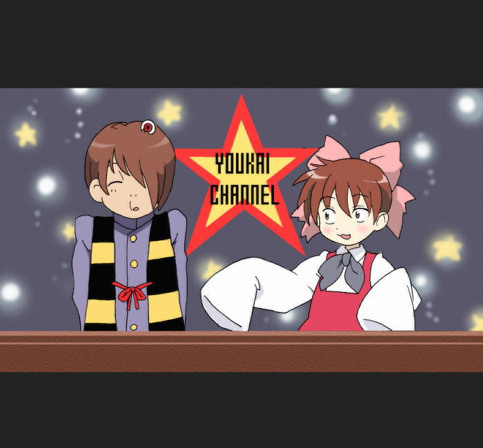 nekomusume, kitarou, medama oyaji, and konno hiromi (lucky star and 1 more) drawn by toryuu