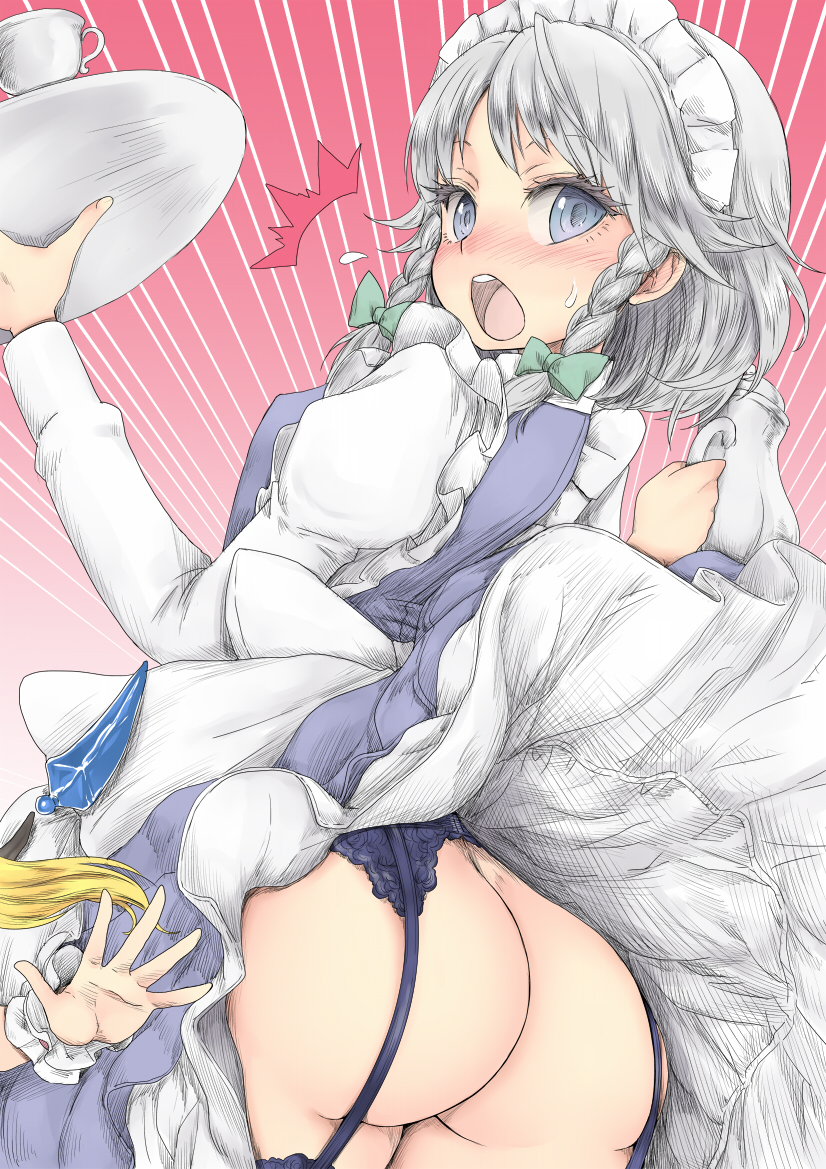 flandre scarlet and izayoi sakuya (touhou) drawn by chikado
