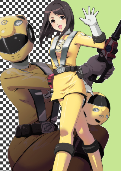 rouyama saki and go-on yellow (super sentai and 1 more) drawn by izumi_rion