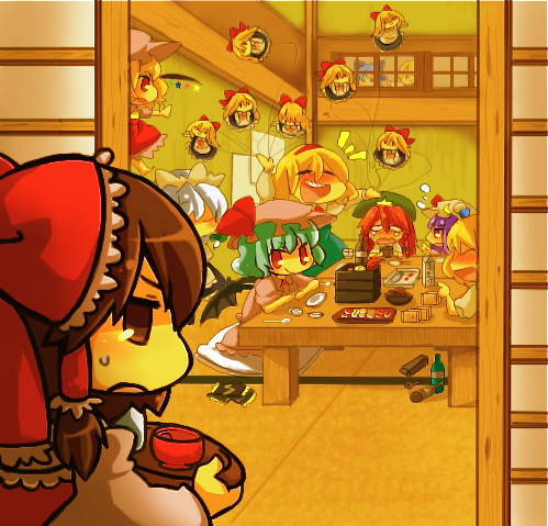 hakurei reimu, kirisame marisa, remilia scarlet, flandre scarlet, izayoi sakuya, and 6 more (touhou) drawn by same_anko
