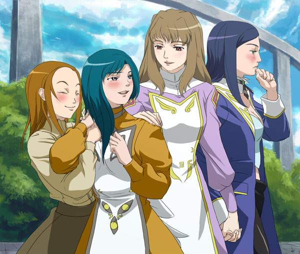 shizuru viola, natsuki kruger, tomoe marguerite, and miya clochette (my-otome) drawn by maya_sawamura_anderson