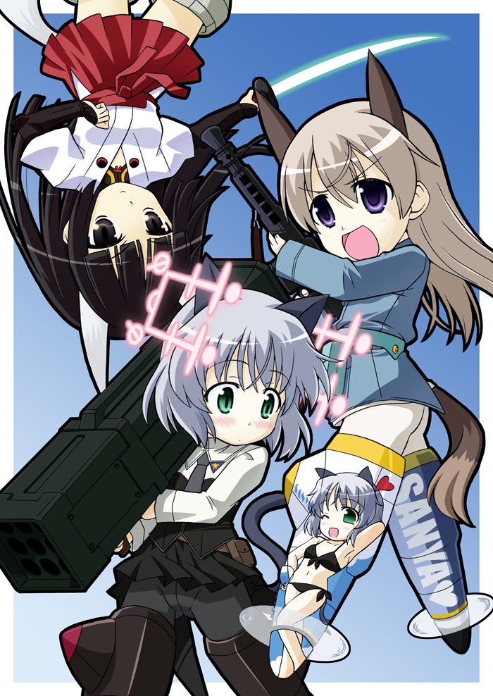 sanya v. litvyak, eila ilmatar juutilainen, and anabuki tomoko (world witches series and 2 more) drawn by yuuma_(skirthike)