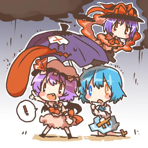 remilia scarlet, tatara kogasa, and nagae iku (touhou) drawn by rebecca_(keinelove)