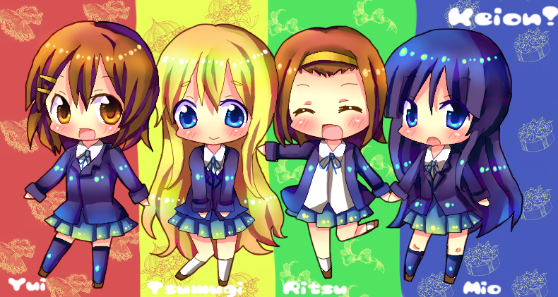 akiyama mio, hirasawa yui, tainaka ritsu, and kotobuki tsumugi (k-on!) drawn by chocolat_(momoiro_piano)