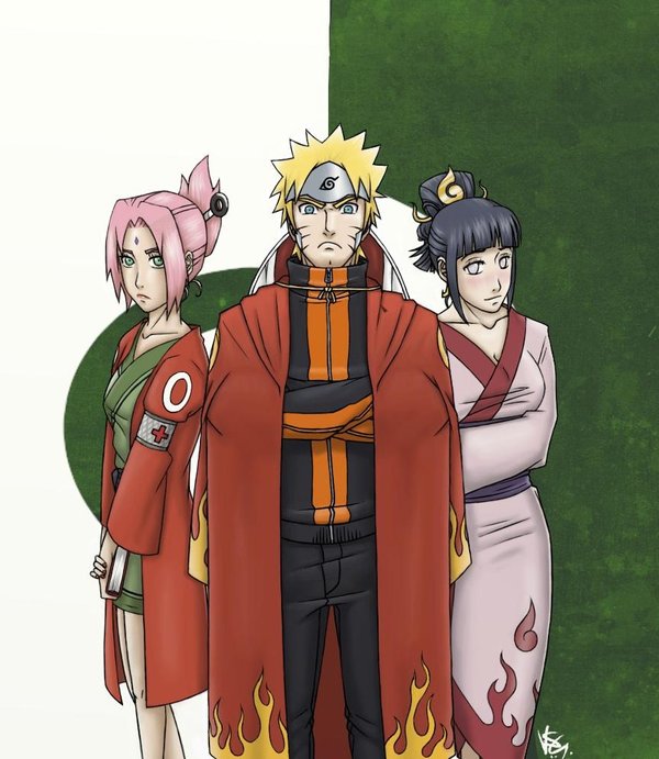 haruno sakura, uzumaki naruto, and hyuuga hinata (naruto) drawn by sarutobiscrystalball