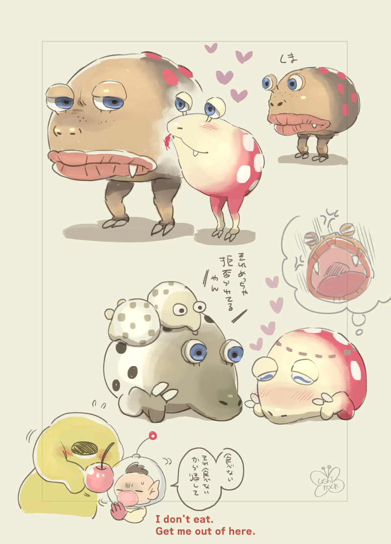 red pikmin, olimar, bulborb, plasm wraith, spotty bulbear, and 1 more (pikmin) drawn by dokumushi-rock