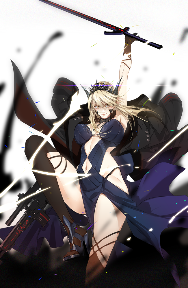artoria pendragon and saber alter (fate and 1 more) drawn by juer1004