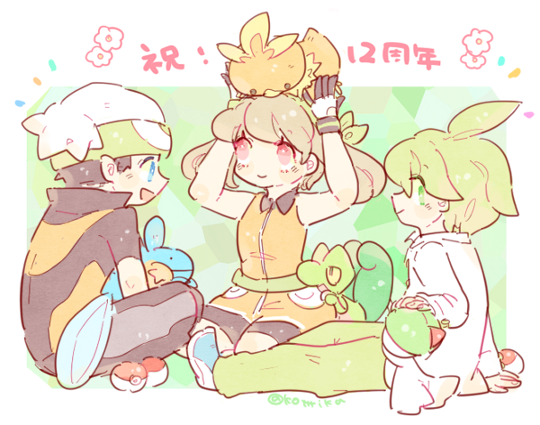 may, brendan, torchic, mudkip, ralts, and 2 more (pokemon and 2 more) drawn by katiko