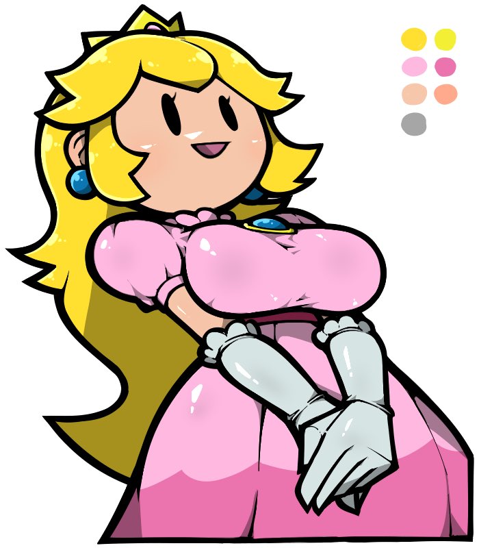 princess peach and paper peach (mario and 1 more) drawn by name_omoitukan2