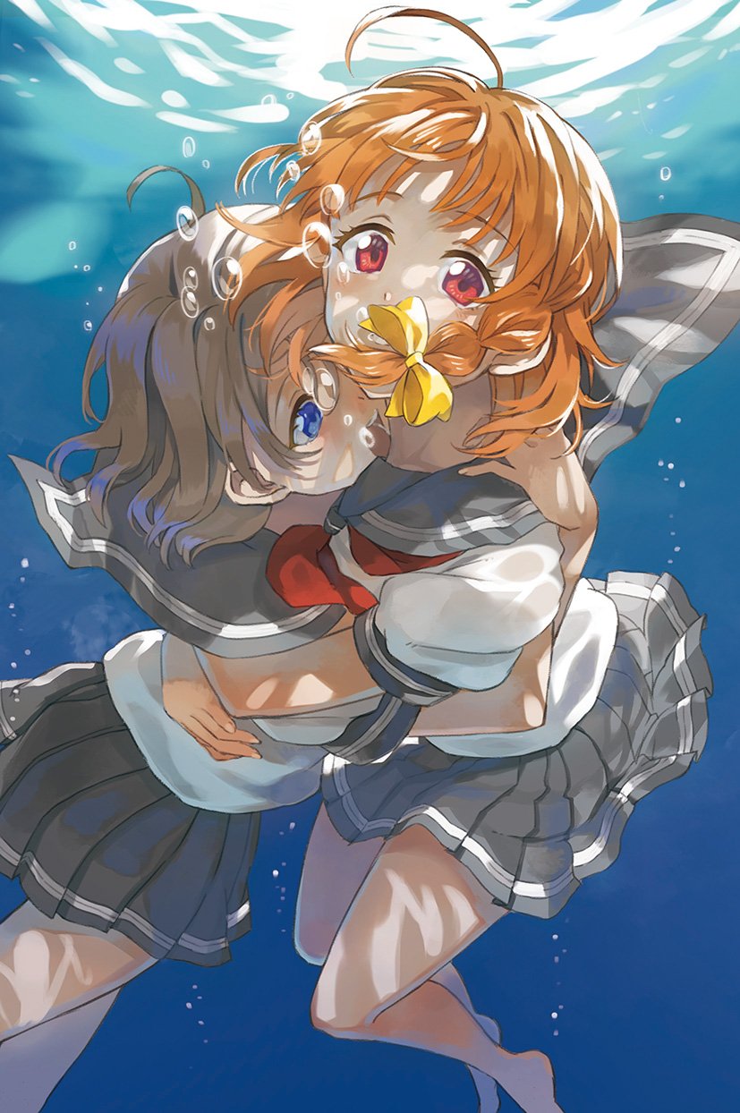 watanabe you and takami chika (love live! and 1 more) drawn by cosmic_(crownclowncosmic)