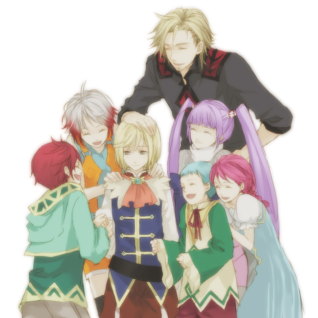 sophie, asbel lhant, cheria barnes, pascal, hubert ozwell, and 2 more (tales of and 1 more) drawn by iccan