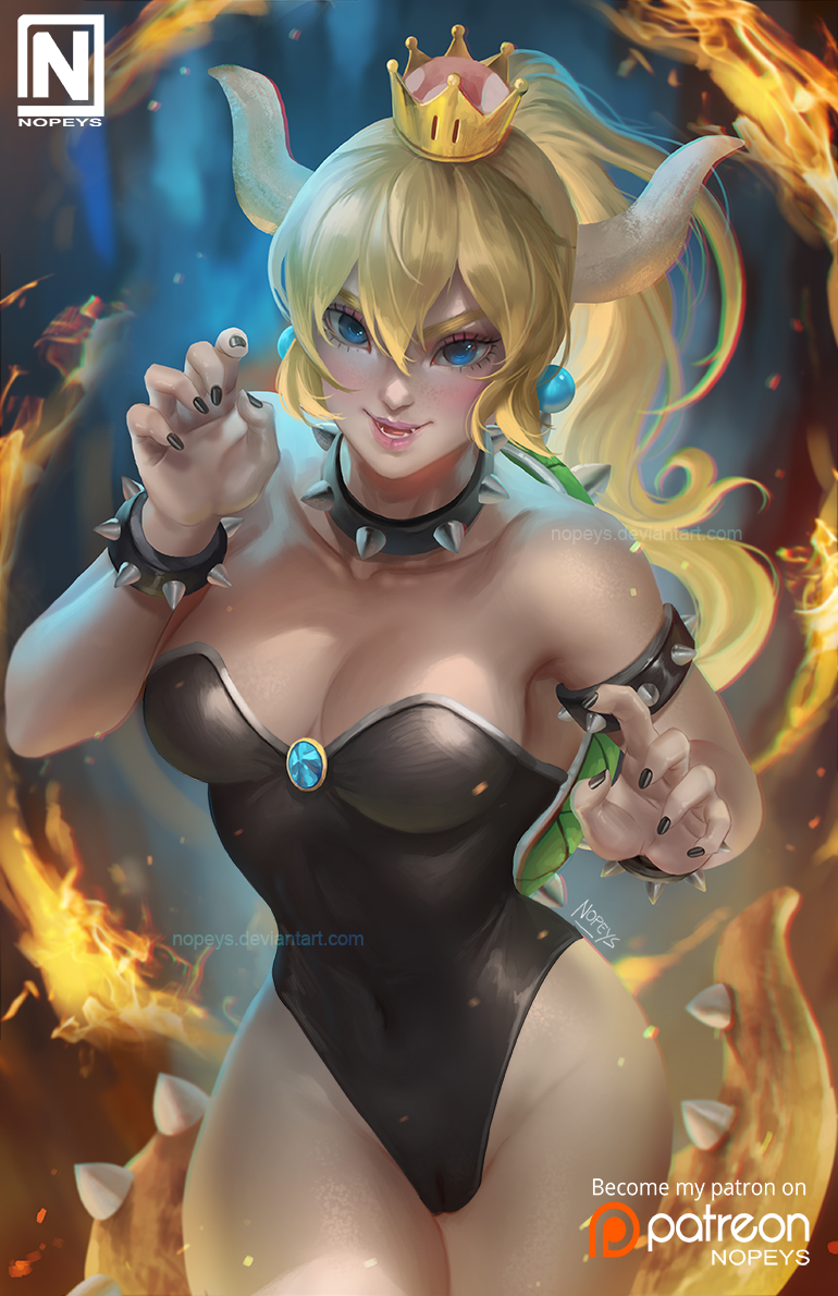 bowsette (mario and 1 more) drawn by nopeys