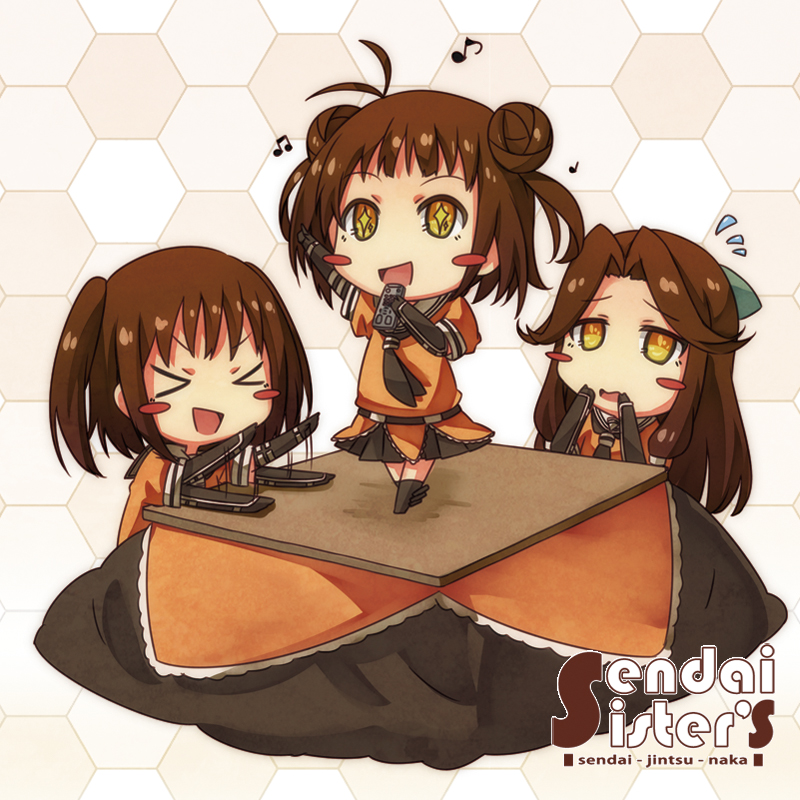 sendai, naka, and jintsuu (kantai collection) drawn by umino_mokuzu_(shizumisou)