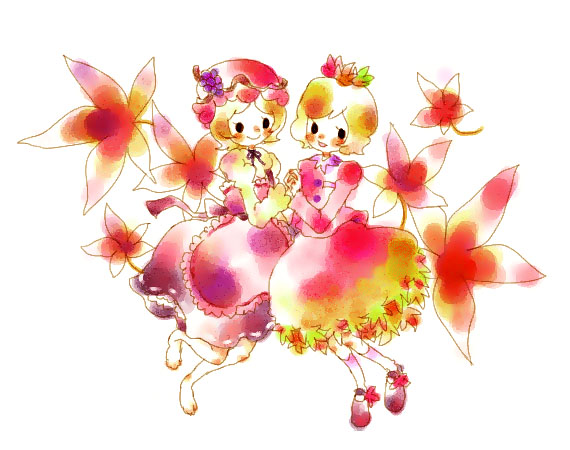 aki minoriko and aki shizuha (touhou) drawn by mana_(artist)