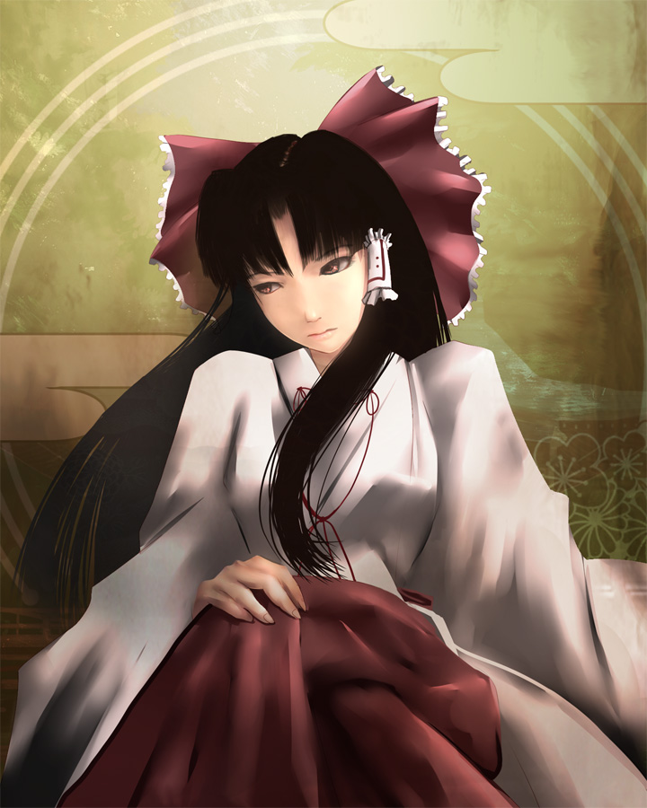 hakurei reimu (touhou) drawn by aojiru_(shiro_to_kuro_no_mukyou)