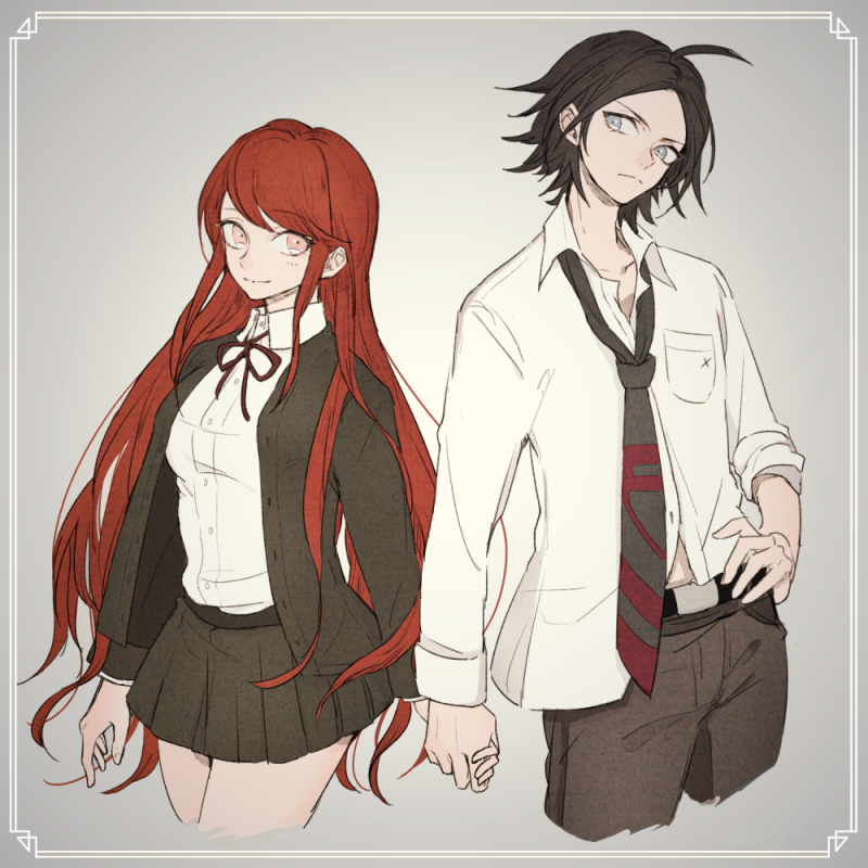 matsuda yasuke and otonashi ryouko (danganronpa and 1 more) drawn by toohoku