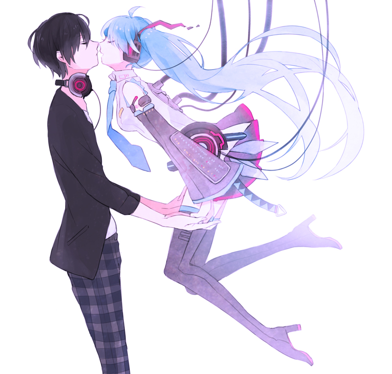 hatsune miku and master (vocaloid) drawn by chiri_(ch!)