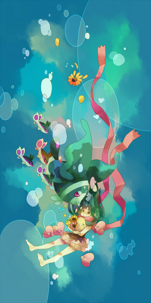 dawn, luvdisc, finneon, and lumineon (pokemon and 1 more) drawn by kutta