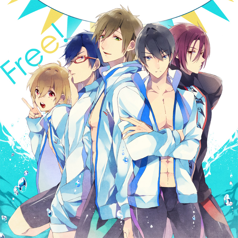 tachibana makoto, nanase haruka, matsuoka rin, and hazuki nagisa (free!) drawn by guru_(nicocco)