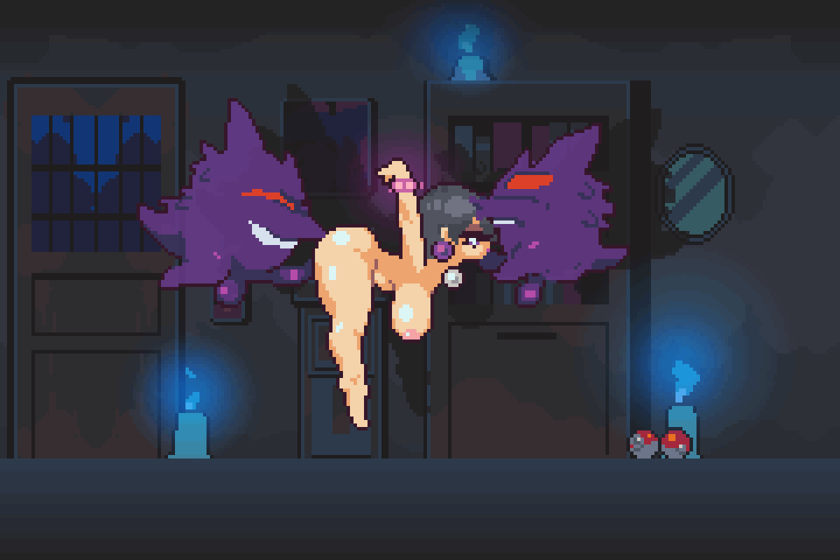 hex maniac and gengar (pokemon and 1 more) drawn by pixelpanzone