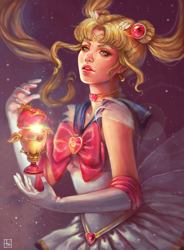 tsukino usagi, sailor moon, and super sailor moon (bishoujo senshi sailor moon and 1 more) drawn by serafleur