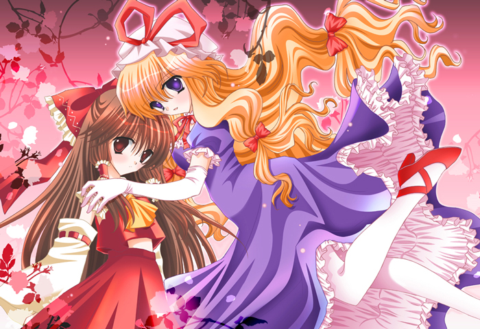 hakurei reimu and yakumo yukari (touhou) drawn by oreiro