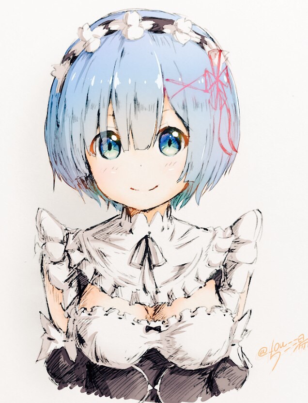 rem (re:zero kara hajimeru isekai seikatsu) drawn by raayu_(0u_rayu)