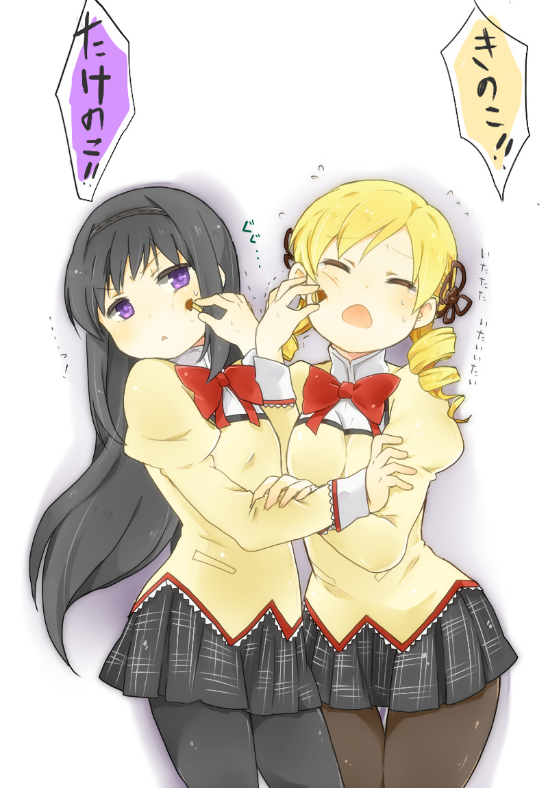 akemi homura and tomoe mami (mahou shoujo madoka magica) drawn by nori_senbei