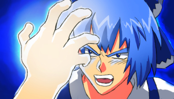 cirno and domon kasshu (touhou and 2 more) drawn by kappi_(katsupi)