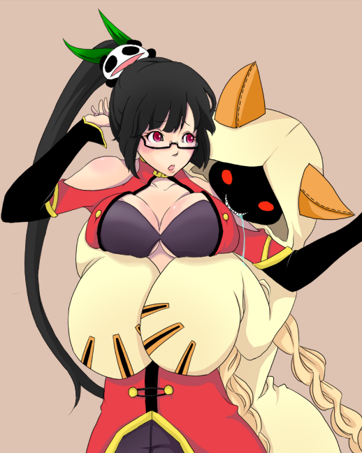 taokaka, litchi faye ling, and lao jiu (blazblue) drawn by 5emon_(pixiv)