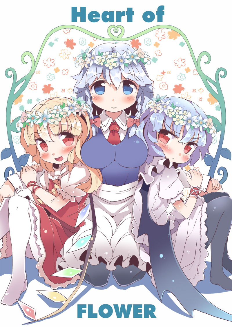 remilia scarlet, flandre scarlet, and izayoi sakuya (touhou) drawn by takahero
